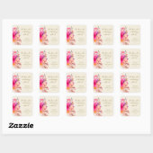 Elegante Roze Bloem Bruidsfeest Aangepaste Dankjew Vierkante Sticker (Vel)