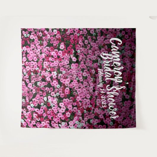 Elegante Roze Bloem Bruidsfeest Backdrop Wandkleed (Voorkant (horizontaal))