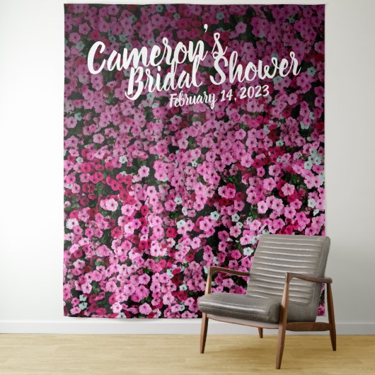 Elegante Roze Bloem Bruidsfeest Backdrop Wandkleed (In situ)