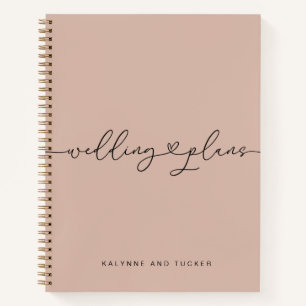 Elegante Roze Bloem Bruiloftsplanner Hart Notitieb Notitieboek