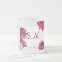 Elegante roze bloem gouden cirkel koffiemok