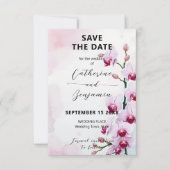 Elegante Roze Bloem Motief Orchideeën Bruiloft Save The Date (Voorkant)