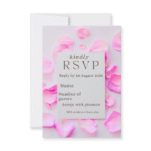 Elegante Roze Bloem RsvpCard | Rozenblaadjes A