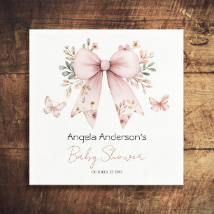 Elegante Roze Bloemboog Meisje Baby Shower Servet