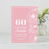 Elegante Roze Bloemen 60e Verjaardag Kaart (Staand voorkant)