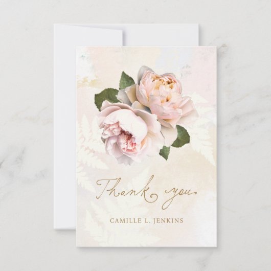 Elegante roze bloemen bedankkaart (Voorkant)