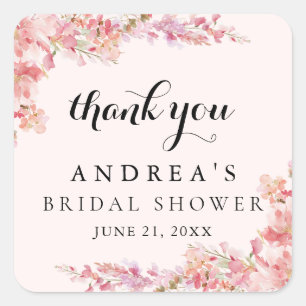 Elegante Roze Bloemen Bedankt Aquarel Stijl Vierkante Sticker