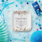 Elegante Roze Bloemen Bevestiging Partij Custom Papieren Bordje (Feest)