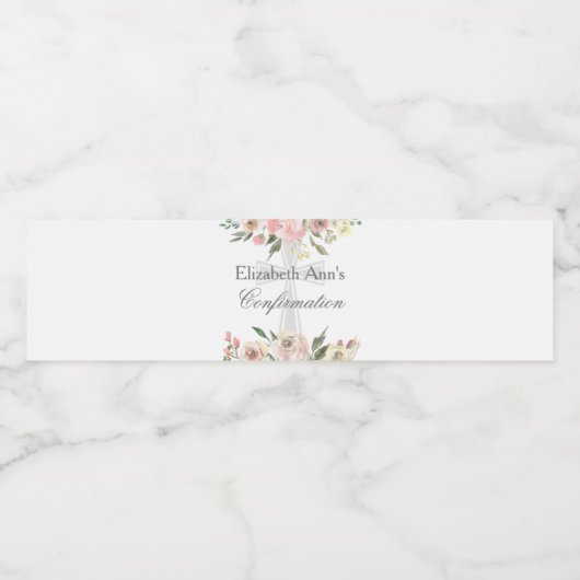 Elegante Roze Bloemen Bevestiging Partij Custom Waterfles Etiket (Enkel label)