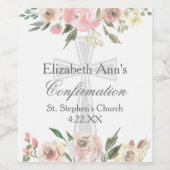 Elegante Roze Bloemen Bevestiging Partij Custom Wijn Etiket (Enkel label)