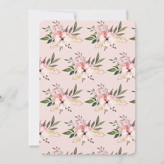 Elegante roze bloemen birthday party uitnodiging (Achterkant)