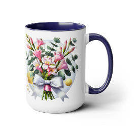 Elegante Roze Bloemen Boeket Mok