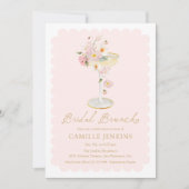 Elegante Roze Bloemen Bruids Brunch Kaart (Voorkant)