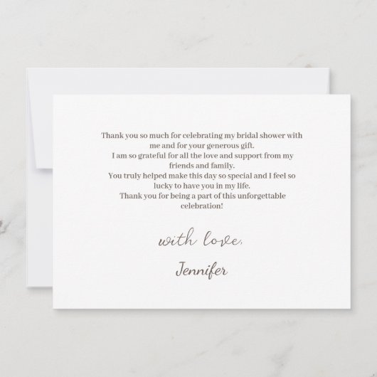 Elegante Roze Bloemen Dank Je Wel Bruidsfeest Bedankkaart (Achterkant)