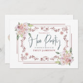 Elegante Roze Bloemen Frame Glam Hen Party Kaart (Voorkant / Achterkant)