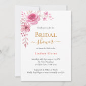 Elegante Roze Bloemen Groene Tinten Gouden Bruidsm Kaart (Voorkant)