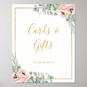 Elegante Roze Bloemen Kaarten en Cadeaus Bord Poster
