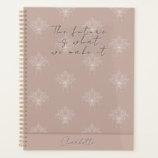 Elegante Roze Bloemen Lotus Future Quote Planner (Voorkant)
