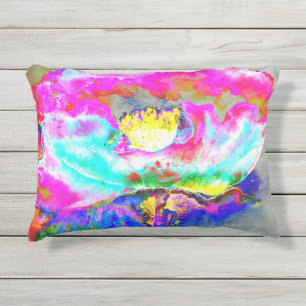 Elegante Roze Bloemen Poppy waterverf schilderij Buitenkussen