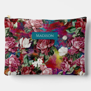 Elegante roze bloemen rood patroon monogram etui