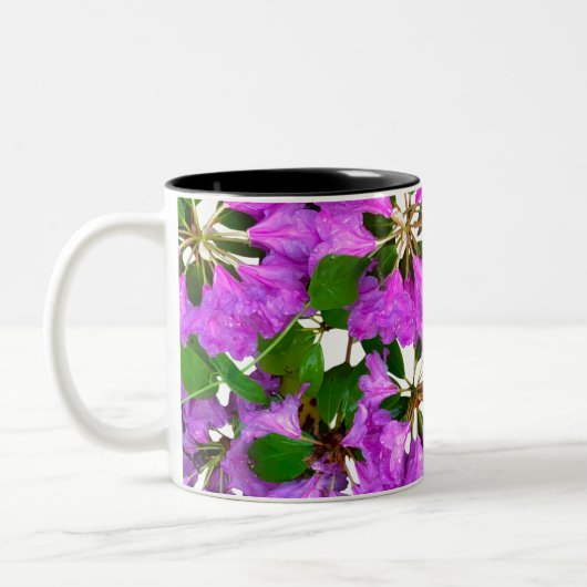 Elegante roze bloemen roze azalea's roze bloemen tweekleurige koffiemok (Links)