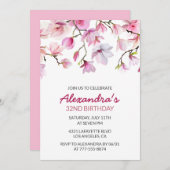 Elegante Roze Bloemen Waterverf 34ste verjaardag Kaart (Voorkant / Achterkant)