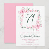 Elegante Roze Bloemen Waterverf 71ste verjaardag Kaart (Voorkant / Achterkant)