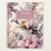 Elegante roze bloemenbruiloft schaven gepersonalis planner (Voorkant)
