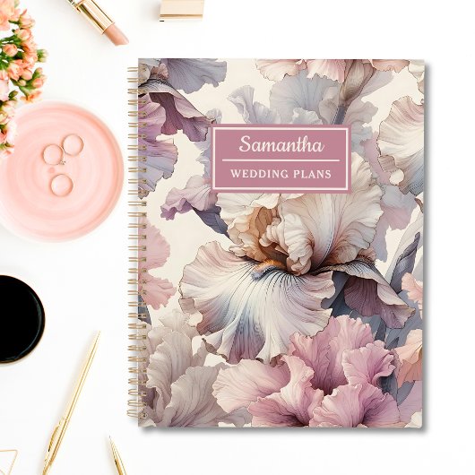 Elegante roze bloemenbruiloft schaven gepersonalis planner