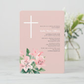 Elegante roze bloemendoop uitnodiging (Staand voorkant)