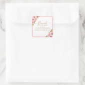 Elegante roze bloemengebruiloftsbrunch vierkante sticker (Tas)