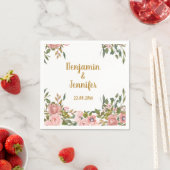 Elegante roze bloemengroen en gouden bruiloft servet (Insitu)