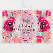 Elegante roze bloemenmini-Waterverf Sparkling Wijnetiket (Enkel label)