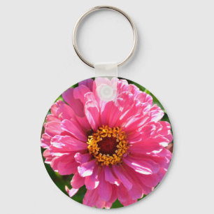 Elegante roze bloemenretro roze madeliefje sleutelhanger