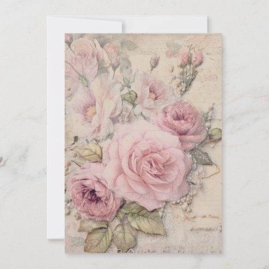 Elegante roze bloementheekoppen Moederdag Brunch Kaart (Achterkant)