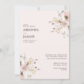Elegante roze bloementuin bruiloft kaart (Voorkant)