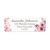 Elegante roze bloementuin retouradres sticker (Voorkant)