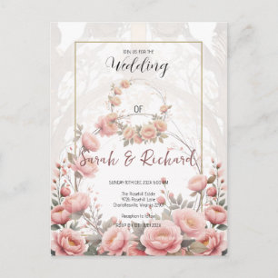 Elegante Roze Bloemetuin Romantische Trouw Briefkaart