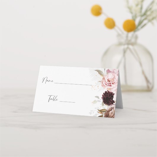 Elegante Roze Bloemige Bruids-Shower Zitplaatsen (Voorkant)