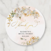 Elegante Roze Bloemige Bruidsfeest Favor Tags Bedankjes Labels (Voorkant)