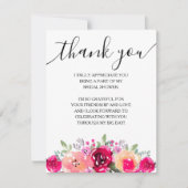 Elegante Roze Bloemige Bruidsuitnodiging Bedankkaart (Voorkant)