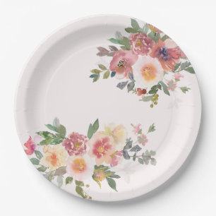 Elegante Roze Bloemige Bruiloftsborrel Papieren Bordje