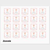 Elegante Roze Bloemige Bruiloftsdouche Brunch Vierkante Sticker (Vel)