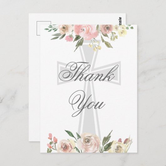 Elegante Roze Bloemige Christelijke Aangepaste Dan Briefkaart (Voorkant / Achterkant)