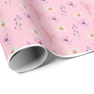 Elegante Roze Bloemige Ditsy-Patroon Inpakpapier