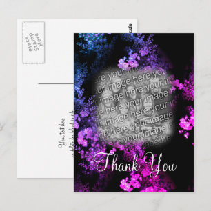 Elegante Roze Bloemige Jouw Foto Bedankt Ansichtka Briefkaart