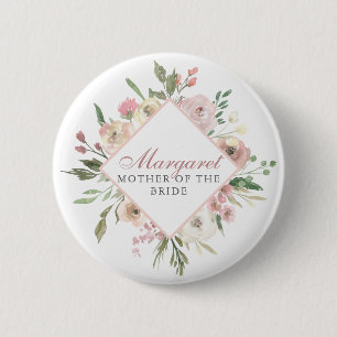 Elegante roze bloemige moeder-van-de-bruid jurk ronde button 5,7 cm