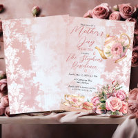 Elegante roze bloemige Moederdag high tea