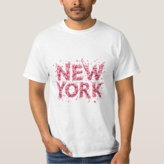 Elegante Roze Bloemige New York Maatwerk T-Shirt