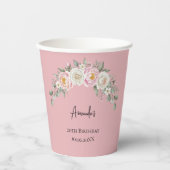 Elegante Roze Bloemige Persoonlijke Wegwerp Beker (Voorkant)